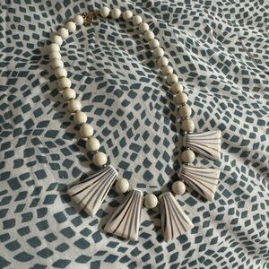 Elegant Cream Statement Necklace with gold and gray accents